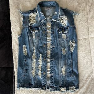 AMERICAN BAZI RIPPED DENIM VEST